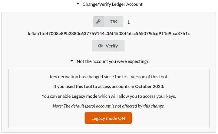 Ledger Account Switcher with Legacy Mode turned on